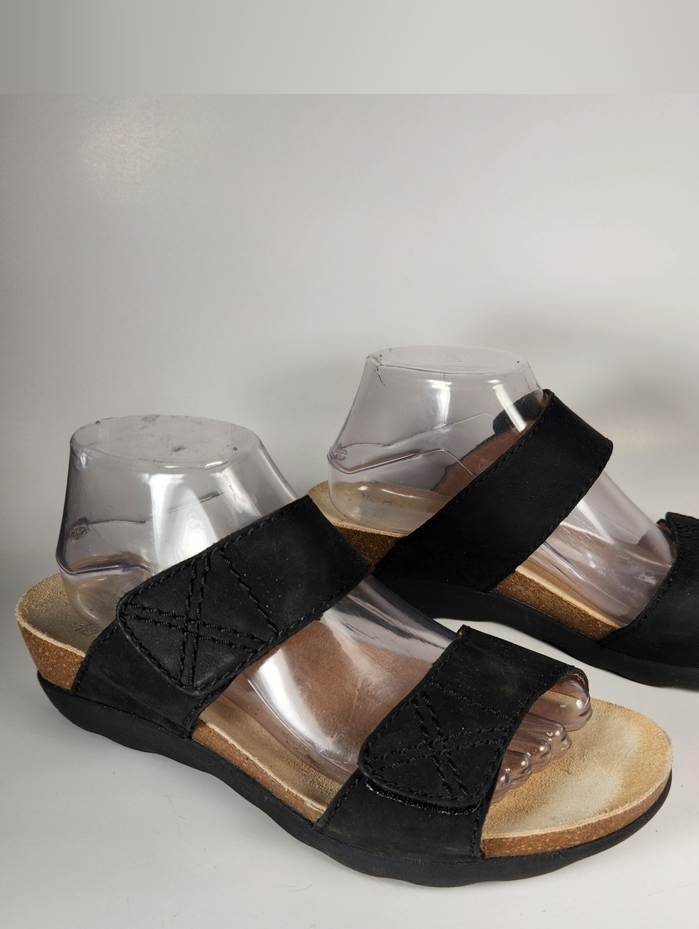 DANSKO Women's Maddy Sandal 10.5 EU 41 Black Leather Wedge Open Toe Shoe